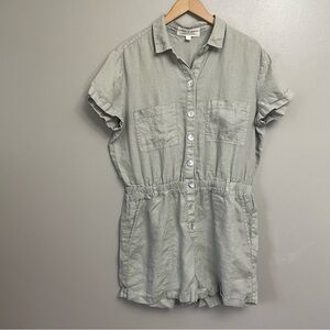 Cloth & Stone women’s size Large Rolled Hem Pocket Utility Linen Romper beige